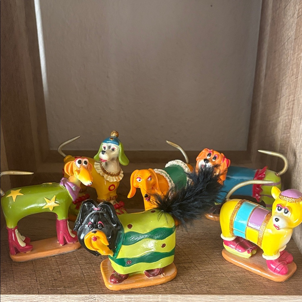 Colorful Animal Pull Toys Set6 collectible dog figurines